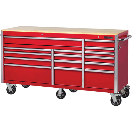 PRC7215 Pro Series Roller Cabinet, 15 Drawers, 72" W x 24" D x Red OSI Industrial Sales