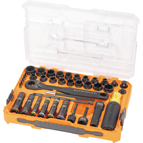 Jeu complet de douilles &agrave; chocs ouvertes & basculantes KNECT, 39 Mcx, Chocs OSI Industrial Sales