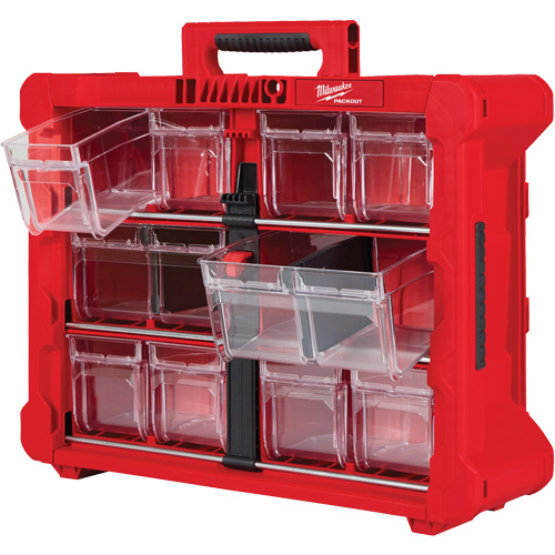 PACKOUT Tilt Bin Organizer, 15-1/5" x 19-7/10" x 6-7/10", Black/Red OSI Industrial Sales