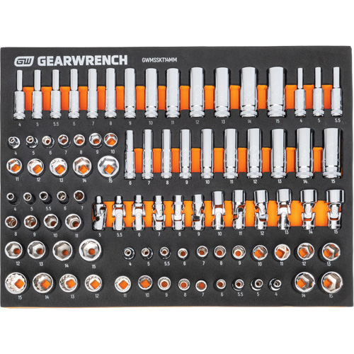 MEGAMOD Metric Mechanics Tool Set in Modular Foam Trays with Rolling Cabinet, 358 Pieces OSI Industrial Sales