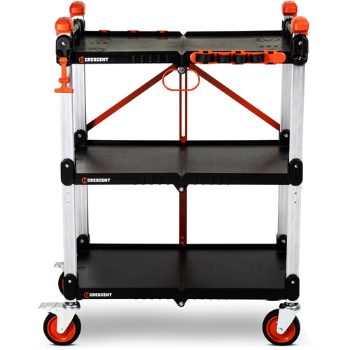 Chariot de chantier pliable &agrave; 3 &eacute;tag&egrave;res SITERUNNER, 30-3/5" lo x 20" la x 42-1/2" h, Noir OSI Industrial Sales