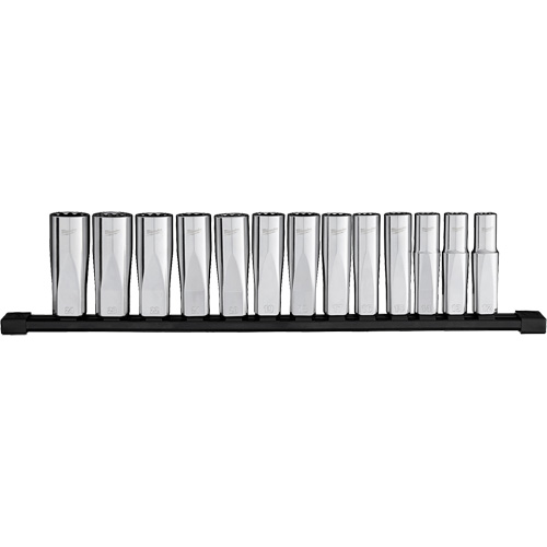 12-Point Deep Well Metric Socket Set, 13 Pcs, 1/2" Drive Size, Deep OSI Industrial Sales