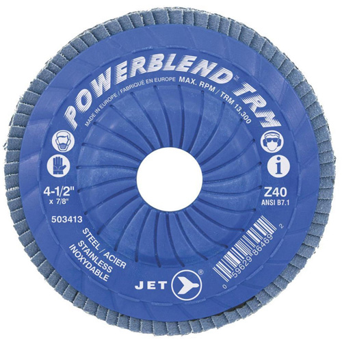 POWERBLEND TRM Trimmable Flap Disc, 4-1/2" x 7/8", Type 29, Z60 Grit, Zirconia Alumina OSI Industrial Sales