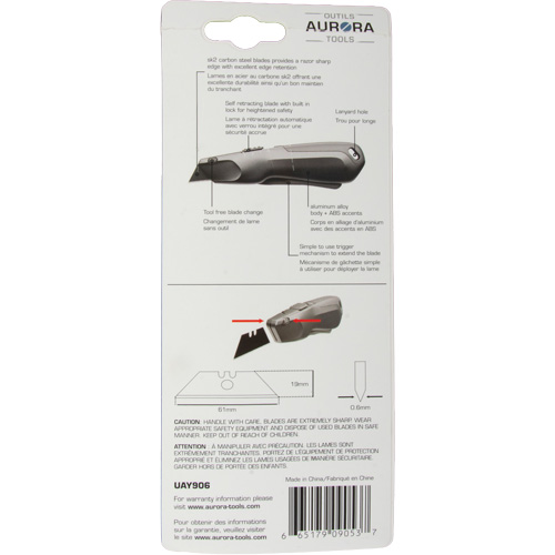 Retractable Safety Knife , Stainless Steel, Heavy-Duty, Plastic/Aluminum Handle OSI Industrial Sales