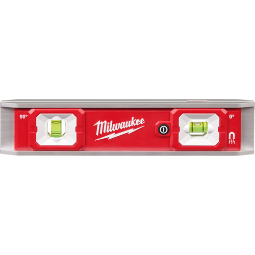 Niveau torpille &eacute;quip&eacute;e de fioles lumineuses, 9" lo, Aluminium, 2 fioles, Magn&eacute;tique OSI Industrial Sales