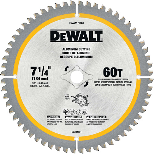 Tungsten Carbide-Tipped Steel Circular Saw Blade, 7-1/4", 60 Teeth, Non-Ferrous Use OSI Industrial Sales