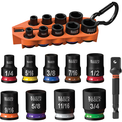 Grab-And-Go Impact Socket Set, SAE, 10 Pcs, Impact, 3/8" Drive Size OSI Industrial Sales