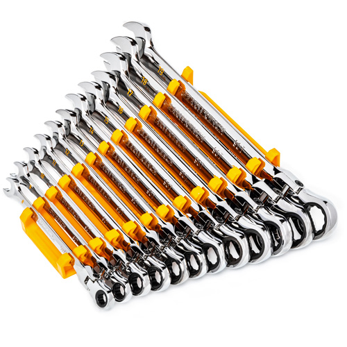 90-Tooth 12 Point Wrench Set, Flex Head/Ratcheting Combination, 12 Pieces, Metric OSI Industrial Sales