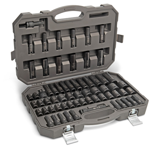 6 Point SAE/Metric Master Socket Set, 80 Pcs, Impact, 3/8" Drive Size, Deep OSI Industrial Sales