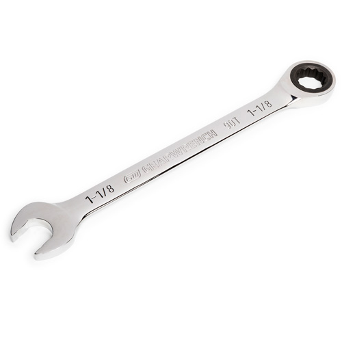 90-Tooth Ratcheting Combination Wrench, 12 Point, 1-1/8", Chrome Finish OSI Industrial Sales