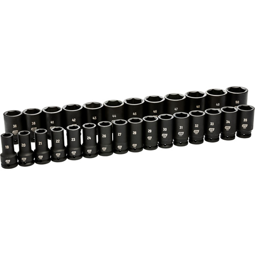 Jeu de douilles m&eacute;triques &agrave; 6 pans, 28 Mcx, Chocs, Prise de 3/4", Profond OSI Industrial Sales