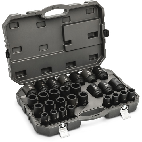 Jeu de douilles m&eacute;triques &agrave; 6 pans, 28 Mcx, Chocs, Prise de 3/4", Profond OSI Industrial Sales