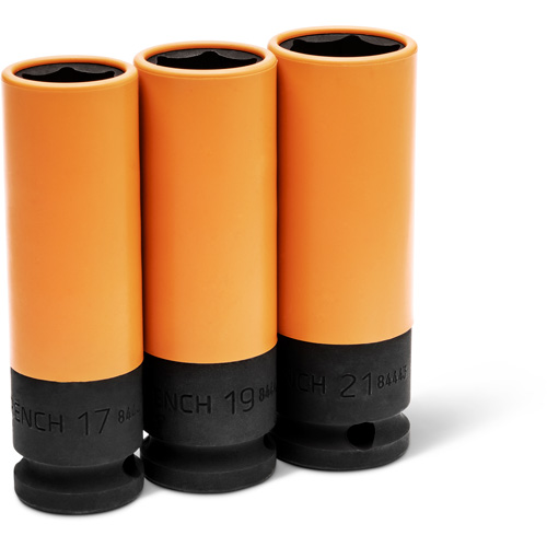 Jeu de douilles m&eacute;triques haute r&eacute;sistance pour protecteurs de roues, 3 Mcx, Chocs, Prise de 1/2", Profond OSI Industrial Sales