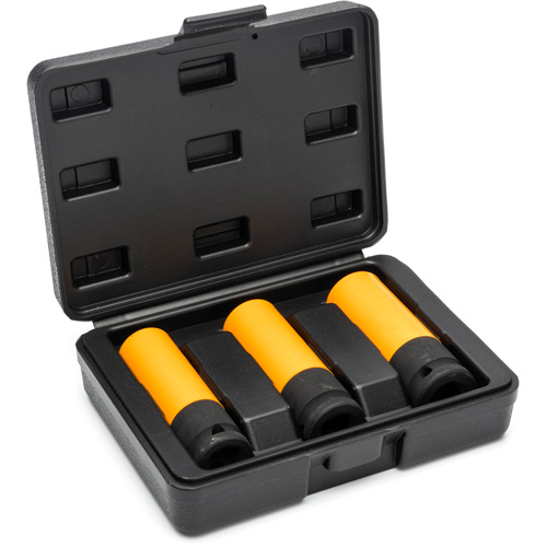 Jeu de douilles m&eacute;triques haute r&eacute;sistance pour protecteurs de roues, 3 Mcx, Chocs, Prise de 1/2", Profond OSI Industrial Sales