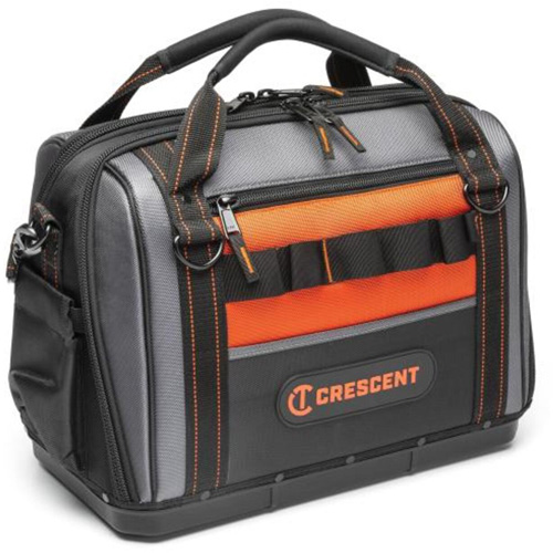 17" Tradesman Closed Top Tool Bag, Polyester, 3 Pockets, Black/Grey/Orange OSI Industrial Sales