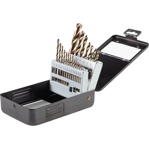 Jeu de forets en oxyde d'or, 21 morceaux, Acier rapide OSI Industrial Sales