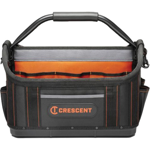 Sac ouvert de 17" pour outils d'ouvrier, Polyester, 25 pochettes, Noir/Orange OSI Industrial Sales
