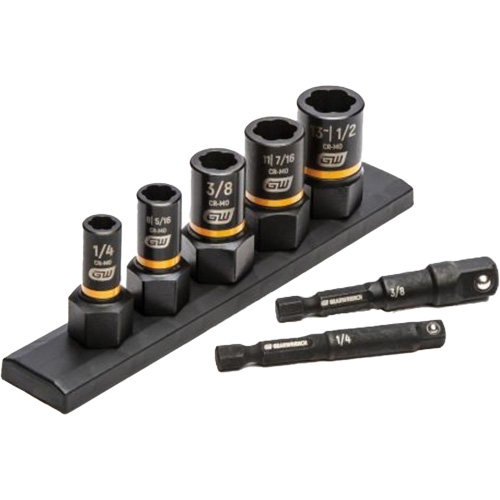 SAE Bolt Biter Extraction Socket Set, 7 Pcs, Impact, 1/4"/3/8" Drive Size OSI Industrial Sales