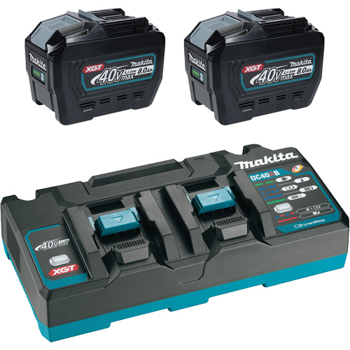 XGT Dual Port Rapid Charger Starter Kit with (2) 8 Ah Batteries, 40 V, Lithium-Ion OSI Industrial Sales