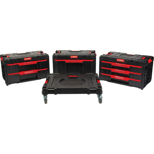 Ensemble de coffres &agrave; outils Arx de 4 morceaux avec socle &agrave; roulettes pivotantes, 23-1/10" x 15" x 22-1/2", Noir OSI Industrial Sales