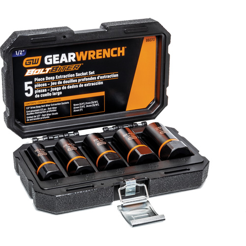 Bolt Biter Extraction Socket Set, 5 Pcs, Impact, 1/2" Drive Size, Deep OSI Industrial Sales