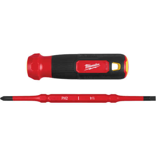 2-in-1 1000V Insulated Flip Shank Multi-Bit Screwdriver, 8-4/5" L, Cushion Grip Handle OSI Industrial Sales