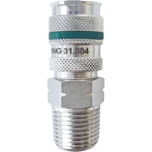 QUIKSILVER Ultraflo 7.8 mm Quick Coupler, Zinc-Plated Steel, 1/2", Male NPT, 362 PSI OSI Industrial Sales