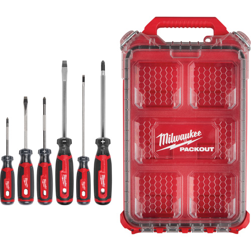 Cushion Grip Screwdrivers Set with PACKOUT Low-Profile Compact Organizer, 6 Pcs. OSI Industrial Sales