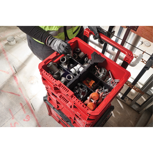Bac &agrave; profil bas PACKOUT, 15" x 18-5/8" x 6-5/8", Noir/Rouge OSI Industrial Sales