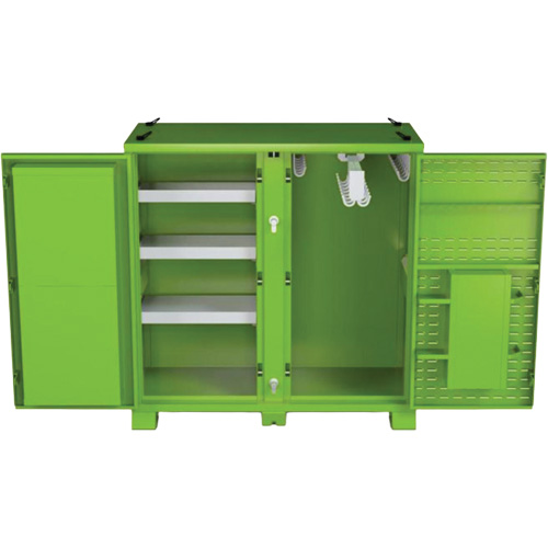 Armoire ventil&eacute;e pour le rangement d'&eacute;PI sur place, Acier, Vert lime haute visibilit&eacute; OSI Industrial Sales