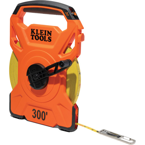 Open Reel Tape Measure with Single Hook and Carabiner, 1/2" x 300', 1/10" Graduations OSI Industrial Sales