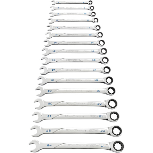 Jeu de cl&eacute;s 120XP Universal Spline XL, Combinaison &agrave; cliquet, 16 morceaux, M&eacute;trique OSI Industrial Sales