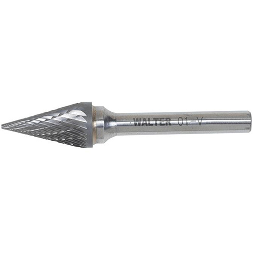 Double Cut Conical Carbide Burr, 1/2" Dia., 1/4" Shank, 7/8" Depth of Cut OSI Industrial Sales