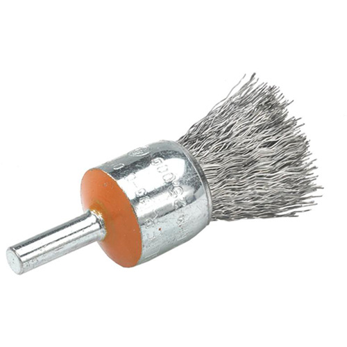 Mounted End Brush with Crimped Wires, 3/4", 0.014" Fill, 1/4" Shank OSI Industrial Sales