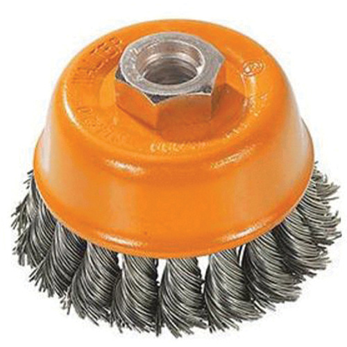 Knot-Twisted Wire Cup Brush, 3" Dia. x M10x1.25 Arbor OSI Industrial Sales