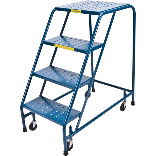 Rolling Step Ladder, 4 Steps, 18" Step Width, 37" Platform Height, Steel OSI Industrial Sales