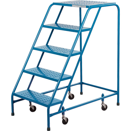 Escabeau roulant, 5 marches, Largeur de la marche 18", Hauteur de la plateforme 46", Acier OSI Industrial Sales