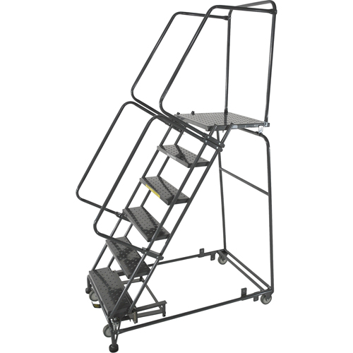 Weight Actuated Lockstep Rolling Ladders, 5 Steps, 24" Step Width, 50" Platform Height, Steel OSI Industrial Sales