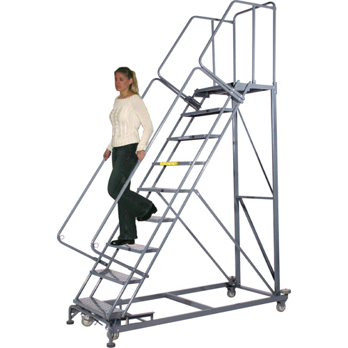 Heavy-Duty Stairway Slope Ladders, 6 Steps, Perforated, 50° Incline, 60" High OSI Industrial Sales