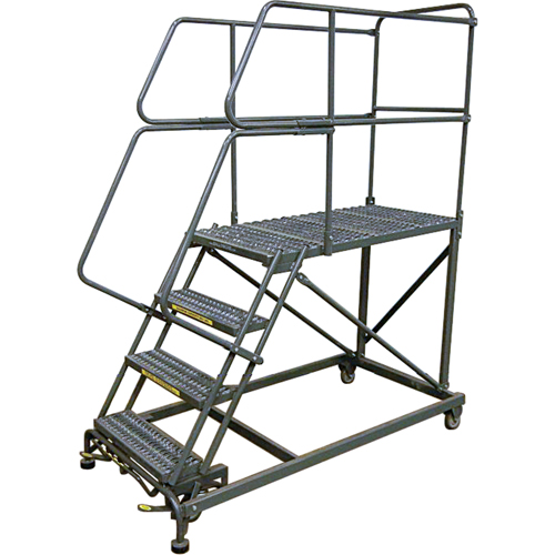 Mobile Work Platforms, Steel, 7 Steps, 70" H, 36" D, 24" Step, Serrated OSI Industrial Sales