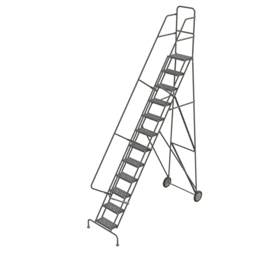 &eacute;chelles roulantes en acier, 12 marches, Largeur de la marche 16", Hauteur de la plateforme 120", Acier OSI Industrial Sales