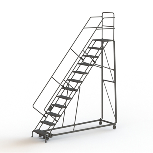 Heavy Duty Safety Slope Ladder, 12 Steps, Perforated, 50° Incline, 120" High OSI Industrial Sales