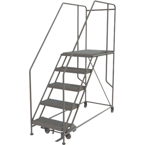 Mobile Work Platform, Steel, 5 Steps, 50" H, 35" D, 24" Step, Serrated OSI Industrial Sales