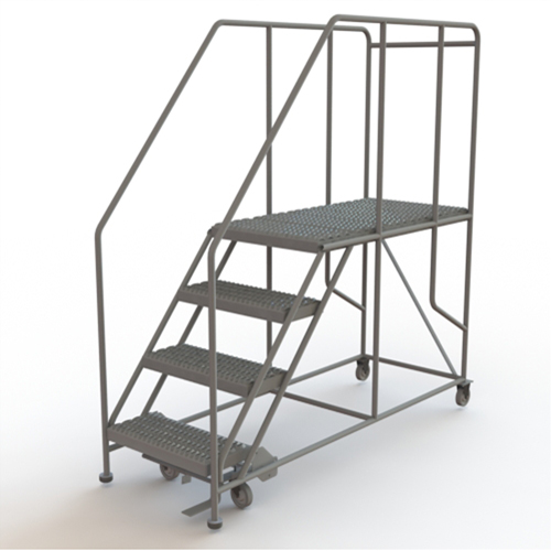 Mobile Work Platform, Steel, 4 Steps, 40" H, 47" D, 24" Step, Serrated OSI Industrial Sales