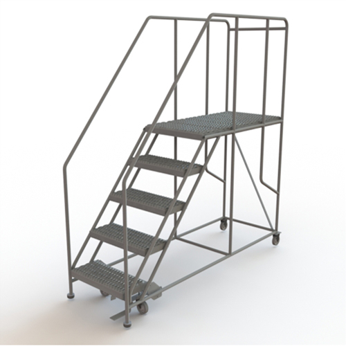 Mobile Work Platform, Steel, 5 Steps, 50" H, 47" D, 24" Step, Serrated OSI Industrial Sales