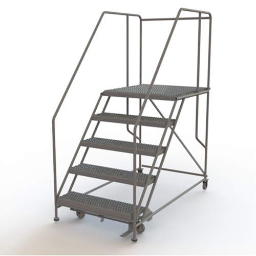 Mobile Work Platform, Steel, 5 Steps, 50" H, 36" D, 36" Step, Serrated OSI Industrial Sales