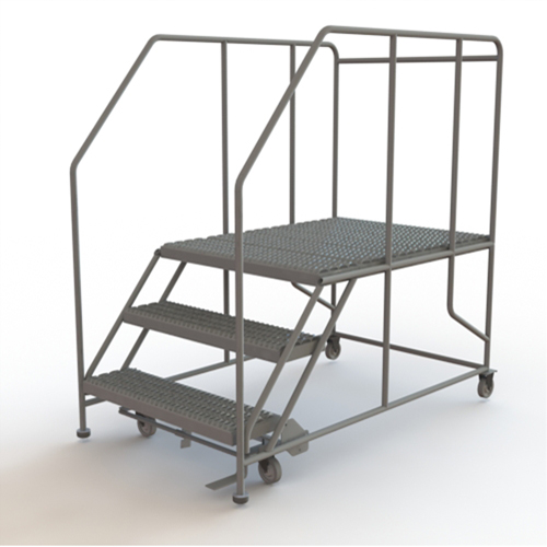 Mobile Work Platform, Steel, 3 Steps, 30" H, 48" D, 36" Step, Serrated OSI Industrial Sales
