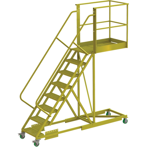 Cantilever Rolling Ladder, Supported, 8 Steps, 40" Platform Depth, 80" Platform Height OSI Industrial Sales
