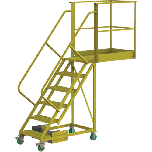 Cantilever Rolling Ladder, Unsupported, 6 Steps, 40" Platform Depth, 60" Platform Height OSI Industrial Sales