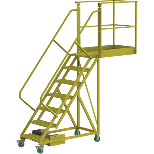 Cantilever Rolling Ladder, Unsupported, 7 Steps, 40" Platform Depth, 70" Platform Height OSI Industrial Sales